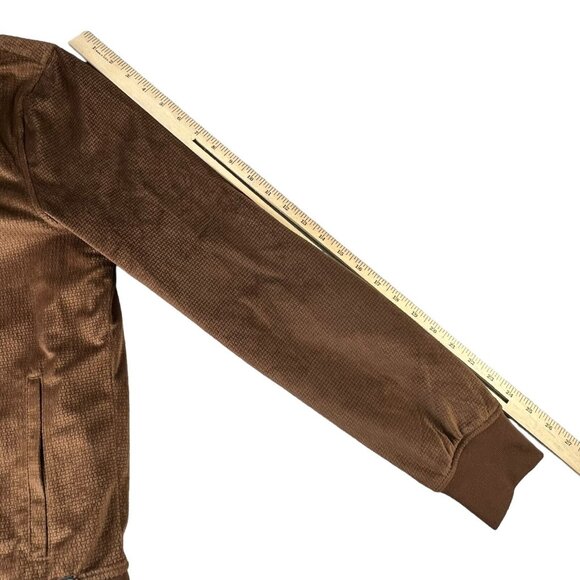 G by Guess Mens Tracksuit Jacket Size Medium Brown‎ Velour Full Zip Pockets - Picture 9 of 9